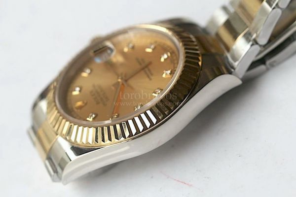 Rolex DateJust II Oyster Fluted YG Two Tone Diamond Markers *4 Dials* Bracelet BP A3136