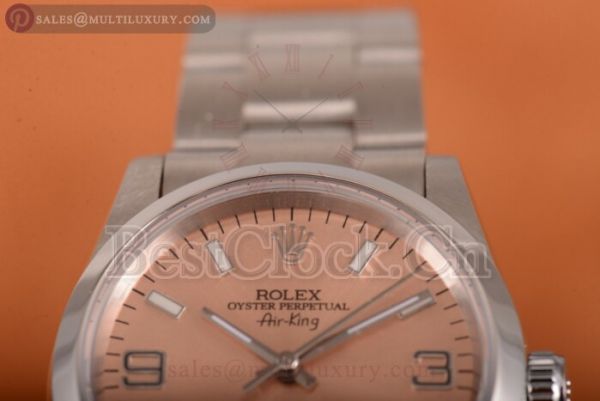 Rolex Air King Pink Dial Steel Bracelet
