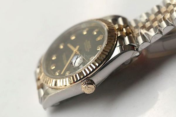 DateJust II Oyster Fluted 41mm 126333 YG Wrapped Diamond Marks Black & Gold Dial Jubilee Bracelet Noob A3235 $618.00
