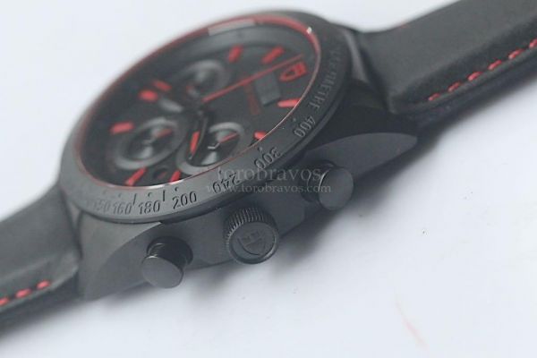 Tudor Black Shield FastRider Real Ceramic Black Dial Red Marks Leather ZF A7753