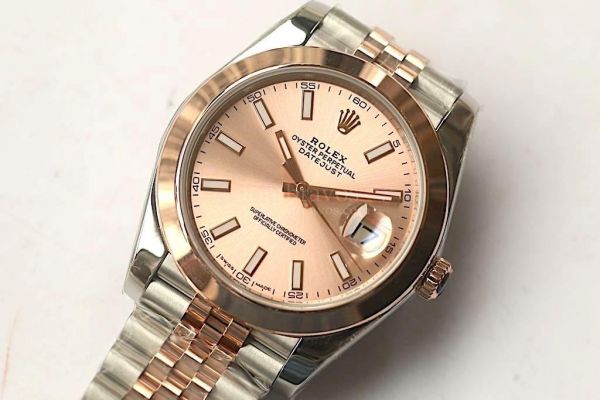 DateJust II Pres Smooth 41mm 126301 RG Wrapped Stick Marks Brown & Rose Gold Dial Jubilee Bracelet Noob A3235